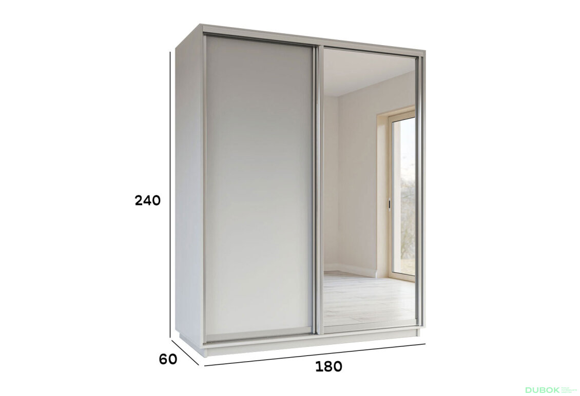 Fotografia 3 - Skriňa s posuvnými dverami 2400x1800x600 1DTD 1 Zrkadlo Nymphea Alba, profil strieborný