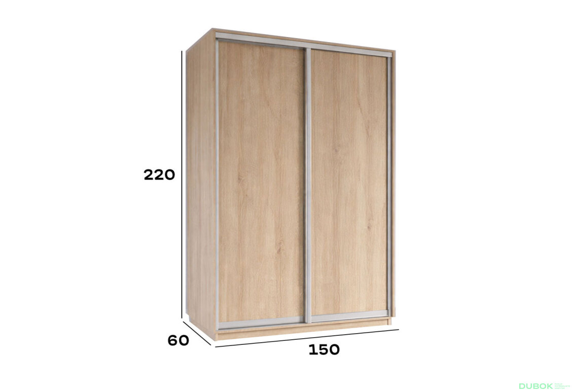 Fotografia 2 - Skriňa s posuvnými dverami 2200x1500x600 2DTD Dub Sonoma, profil strieborný