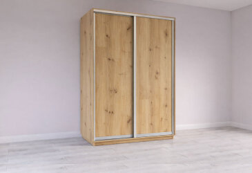 Skriňa s posuvnými dverami 2200x1500x600 2DTD Dub Artisan, profil strieborný