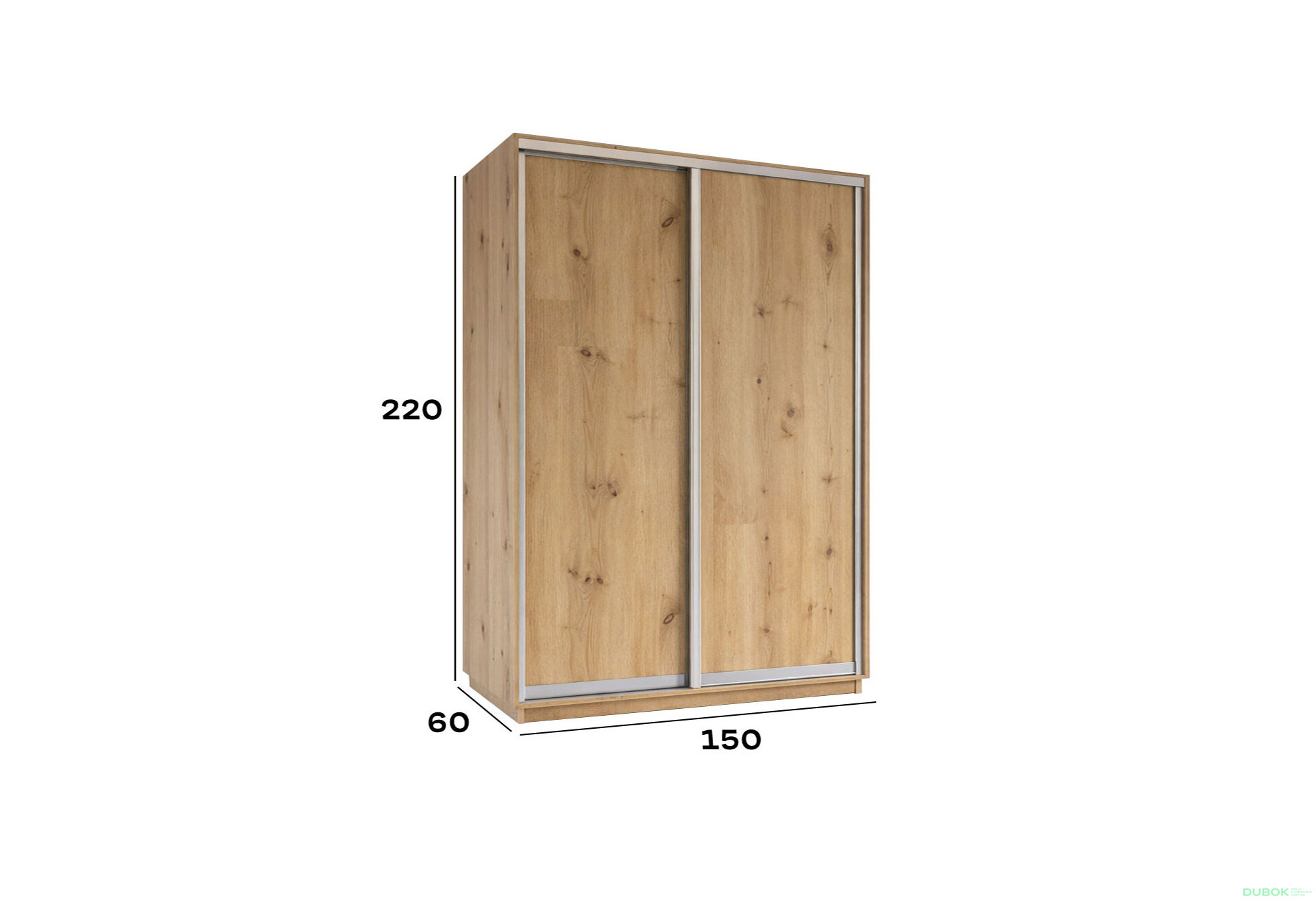 Fotografia 2 - Skriňa s posuvnými dverami 2200x1500x600 2DTD Dub Artisan, profil strieborný