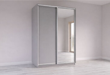 Skriňa s posuvnými dverami 2200x1500x600 1DTD 1 Zrkadlo myšia sivá, profil strieborný