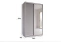 Fotografia 3 - Skriňa s posuvnými dverami 2200x1400x600 1DTD 1 Zrkadlo myšia sivá, profil strieborný