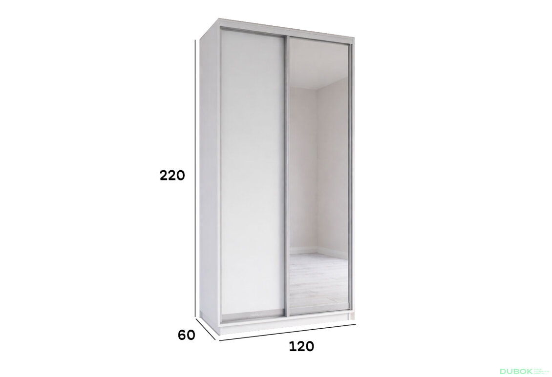 Fotografia 3 - Skriňa s posuvnými dverami 2200x1200x600 1DTD 1 Zrkadlo nymphaea alba, profil strieborný