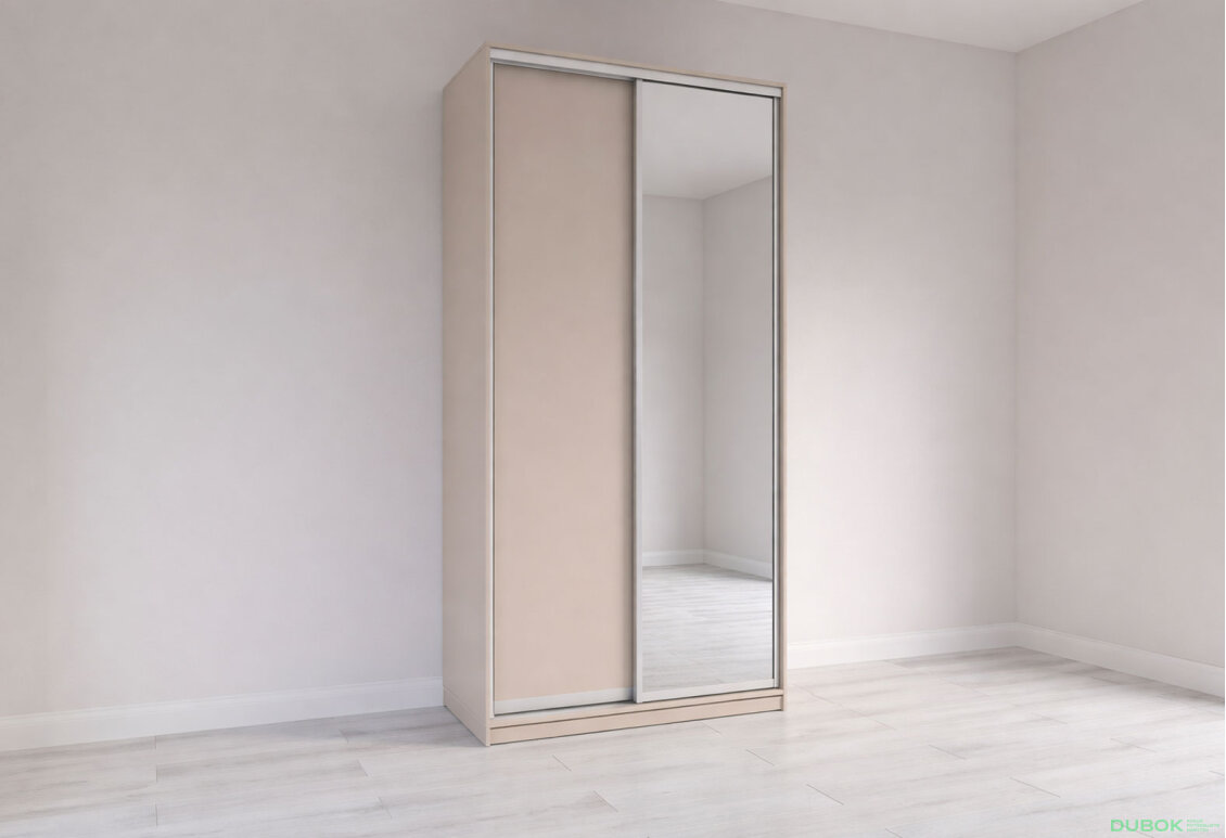 Skriňa s posuvnými dverami 2200x1200x600 1DTD 1 Zrkadlo Kašmír, profil strieborný