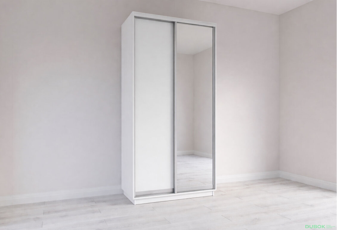 Skriňa s posuvnými dverami 2400x1200x600 1DTD 1 Zrkadlo Nymphea Alba, profil strieborný