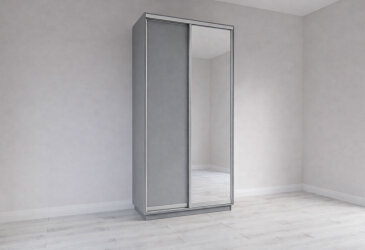 Skriňa s posuvnými dverami 2400x1200x600 1DTD 1 Zrkadlo myšia sivá, profil strieborný