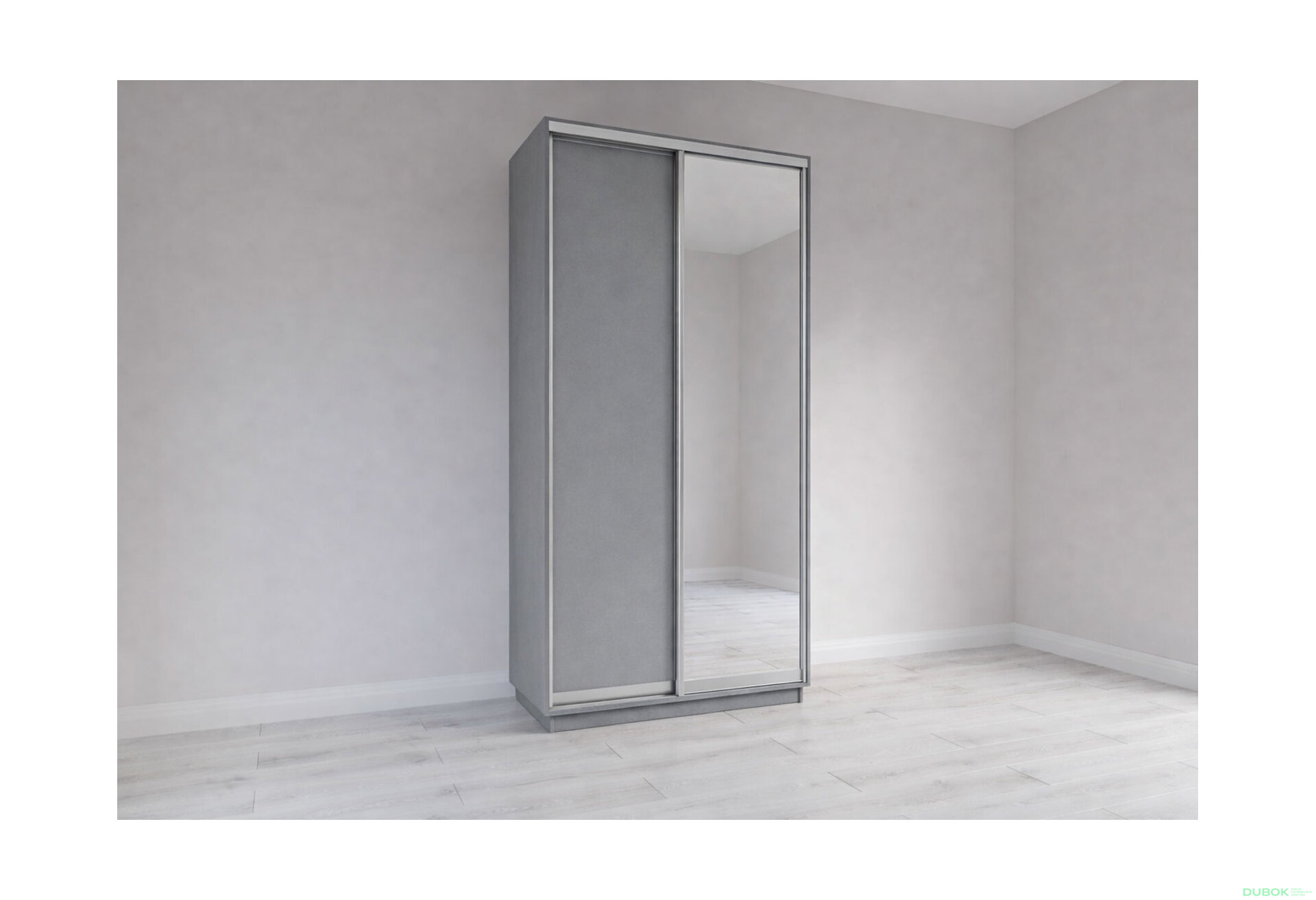 Fotografia 1 - Skriňa s posuvnými dverami 2400x1200x600 1DTD 1 Zrkadlo myšia sivá, profil strieborný