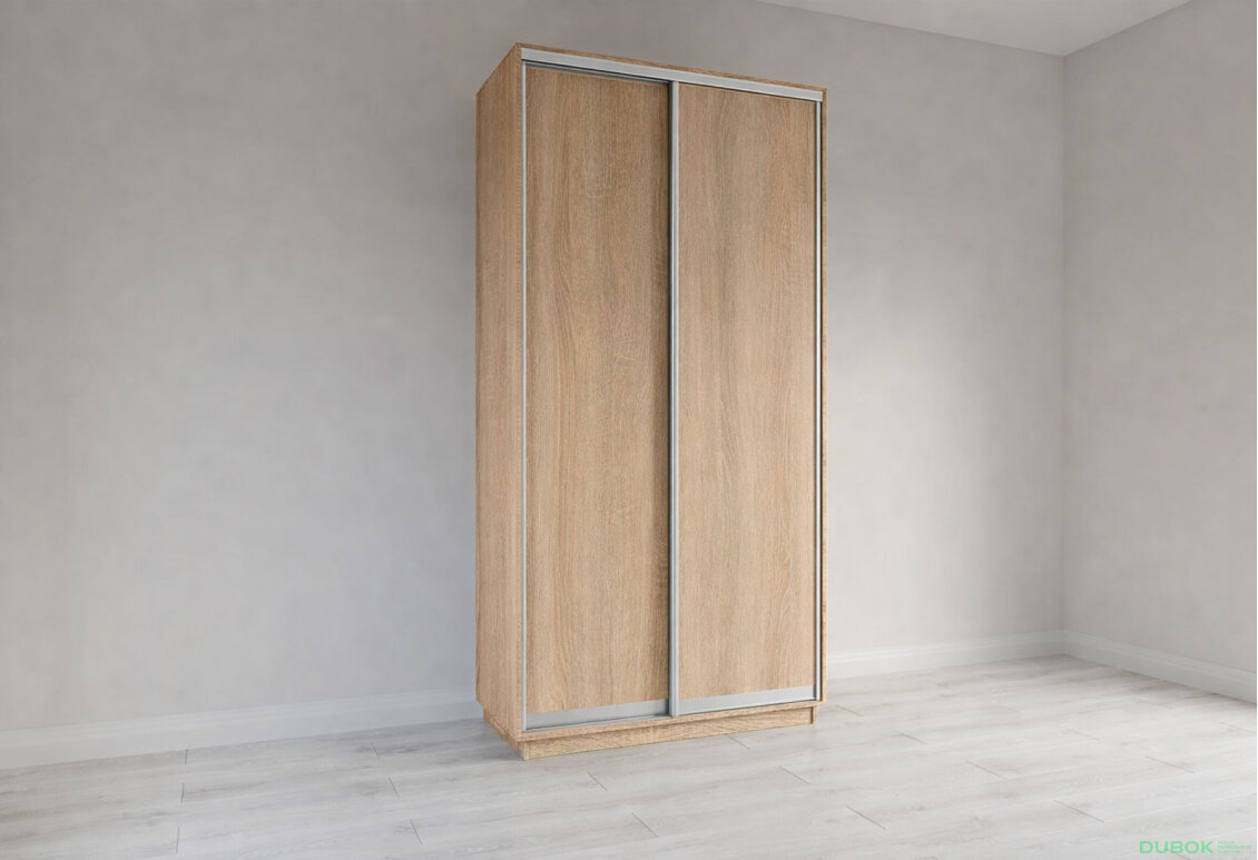 Skriňa s posuvnými dverami 2200x1000x450 2DTD Dub Sonoma, profil strieborný