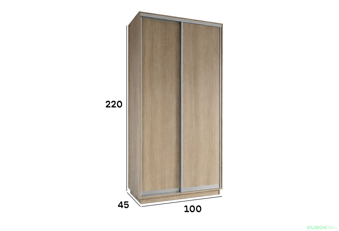 Fotografia 3 - Skriňa s posuvnými dverami 2200x1000x450 2DTD Dub Sonoma, profil strieborný