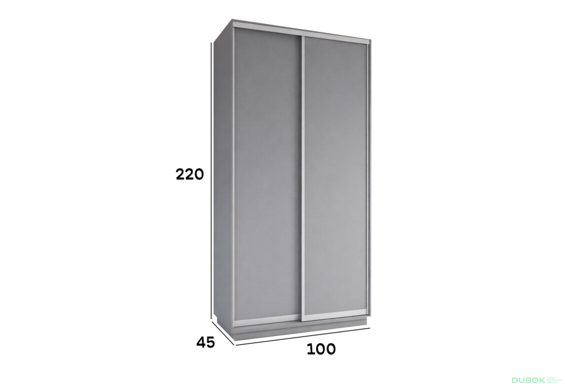 Fotografia 3 - Skriňa s posuvnými dverami 2200x1000x450 2DTD sivá myška, profil strieborný