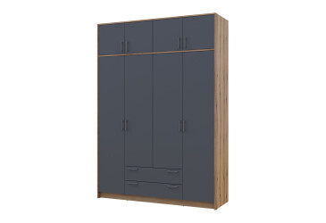 Skriňa Rondi 4 z drevotriesky s horným úložným priestorom artisan dub / grafit 160x52x236 cm