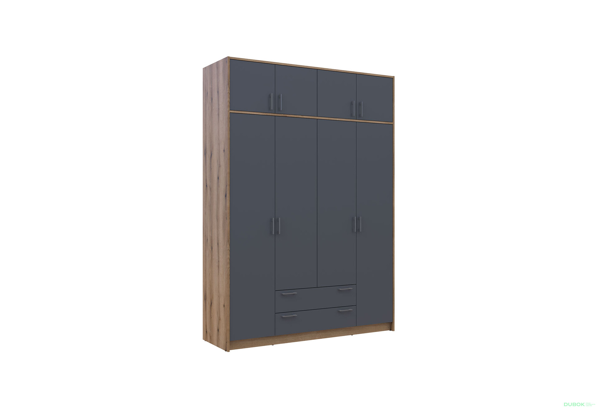 Skriňa Rondi 4 z drevotriesky s horným úložným priestorom artisan dub / grafit 160x52x236 cm - Fotografia 4 Fotografia 4 - Skriňa Rondi 4 z drevotriesky s horným úložným priestorom artisan dub / grafit 160x52x236 cm