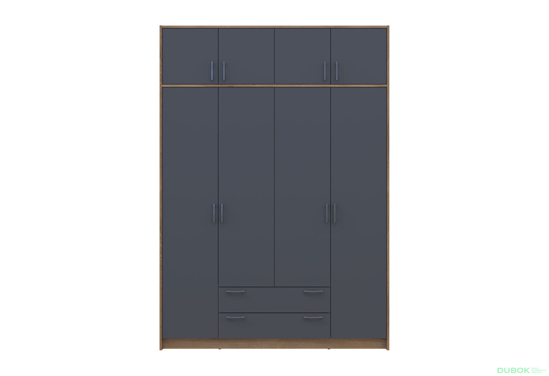 Skriňa Rondi 4 z drevotriesky s horným úložným priestorom artisan dub / grafit 160x52x236 cm - Fotografia 3 Fotografia 3 - Skriňa Rondi 4 z drevotriesky s horným úložným priestorom artisan dub / grafit 160x52x236 cm