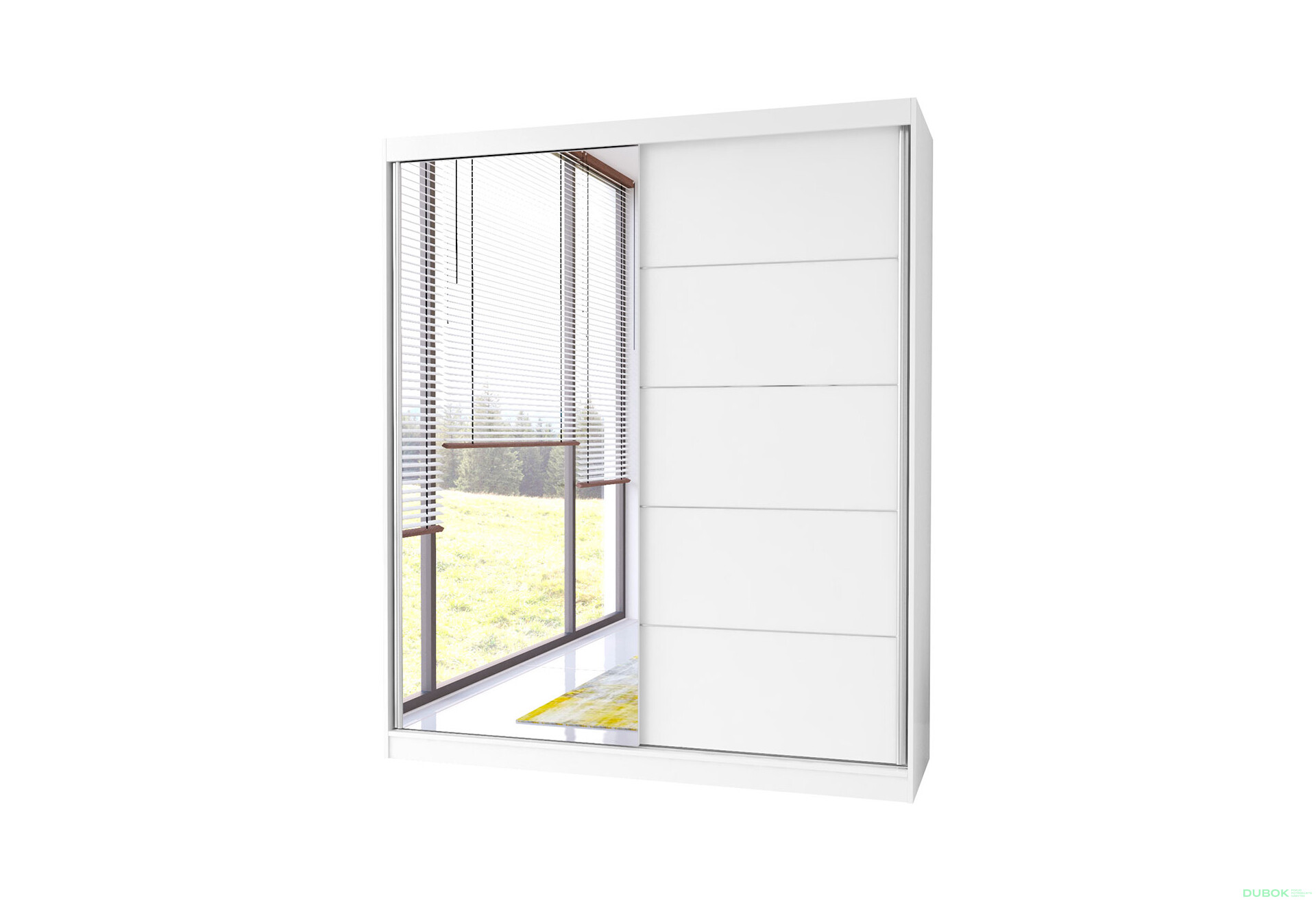 Fotografia 1 - Skriňa Bono 05 so zrkadlom + montinové lišty / aplikácia biela