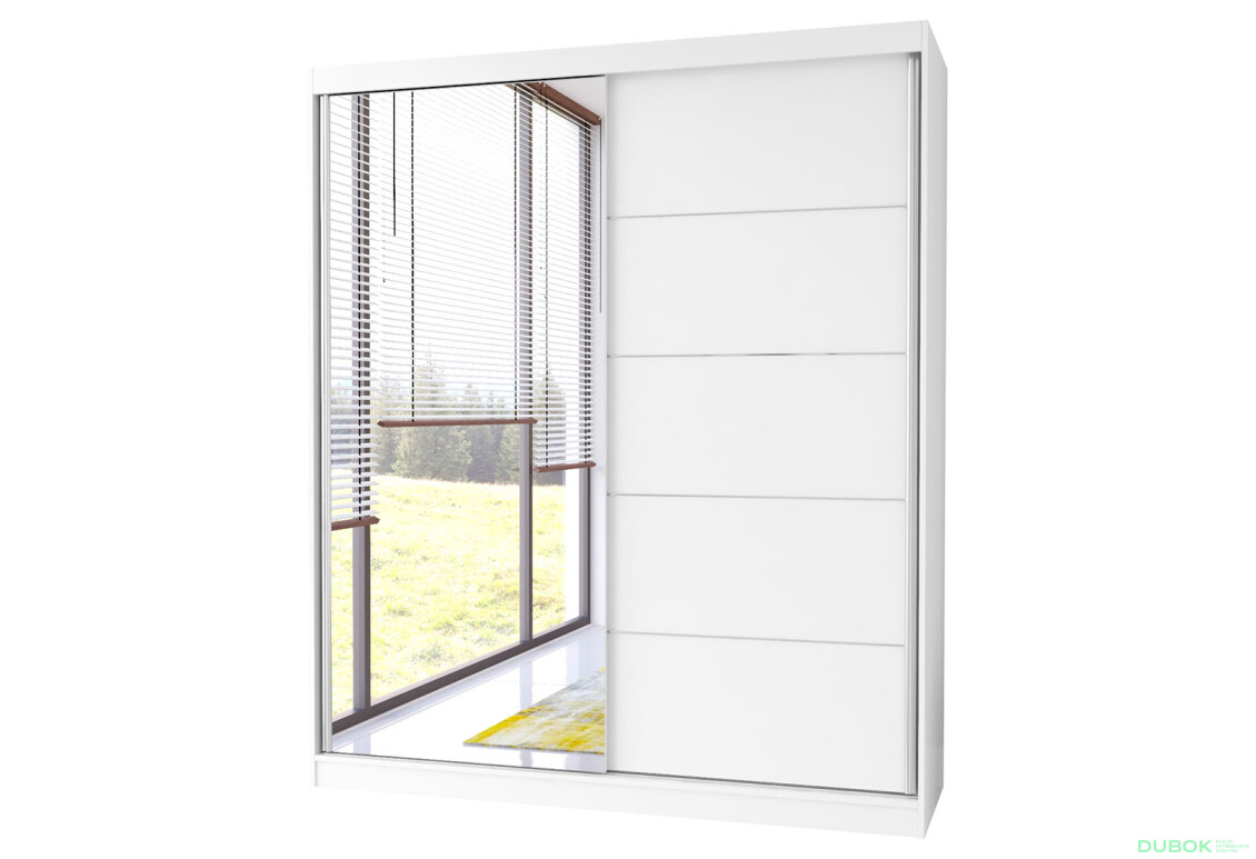 Skriňa Bono 05 so zrkadlom + montinové lišty / aplikácia biela