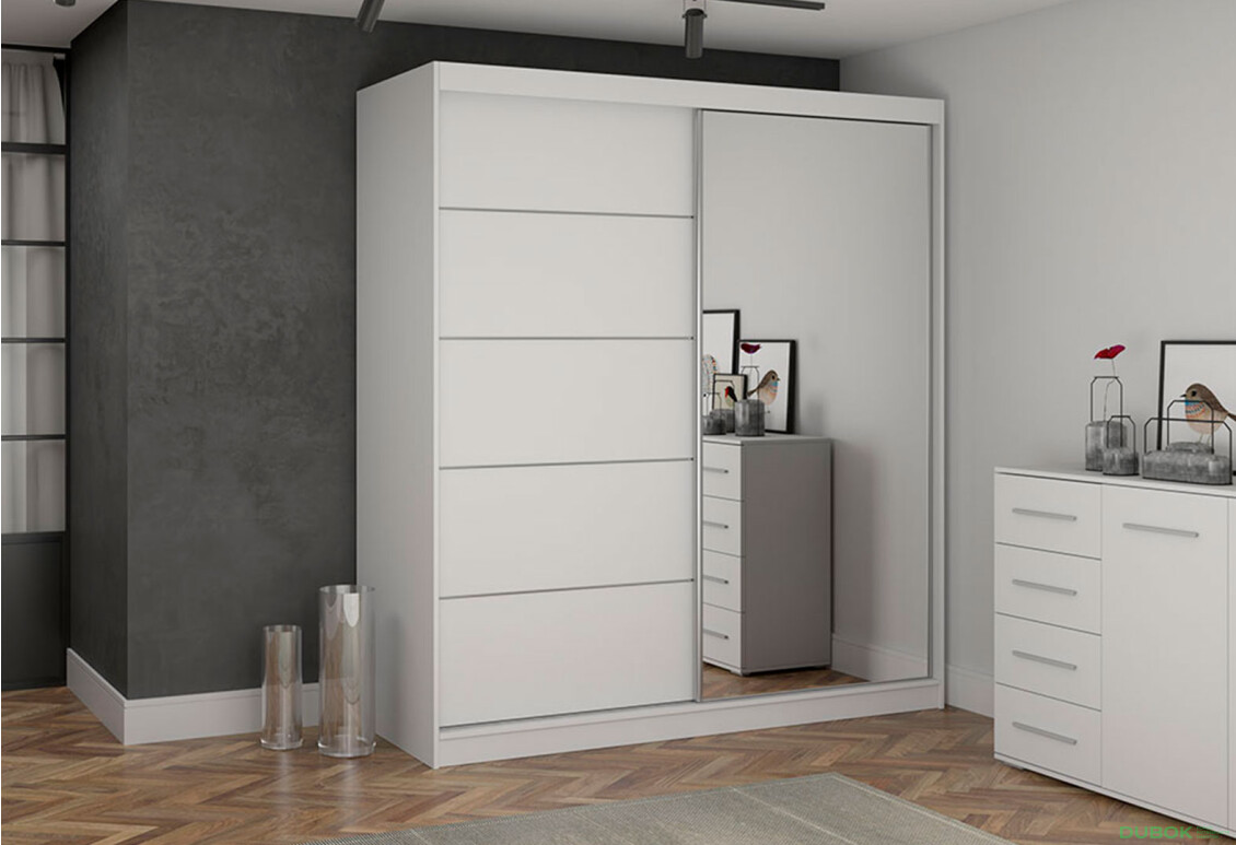 Fotografia 2 - Skriňa Bono 05 so zrkadlom + montinové lišty / aplikácia biela