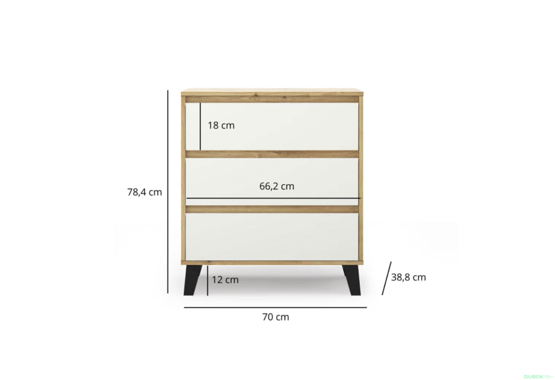 Fotografia 6 - Komoda Borg 3s/70 dub artisan / biela