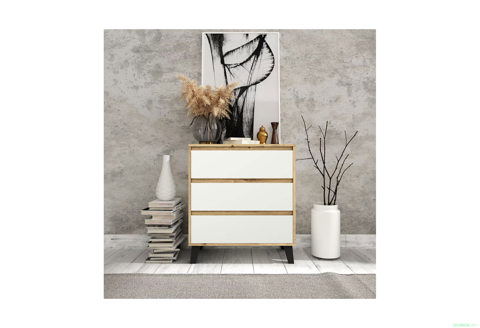 Fotografia 2 - Komoda Borg 3s/70 dub artisan / biela