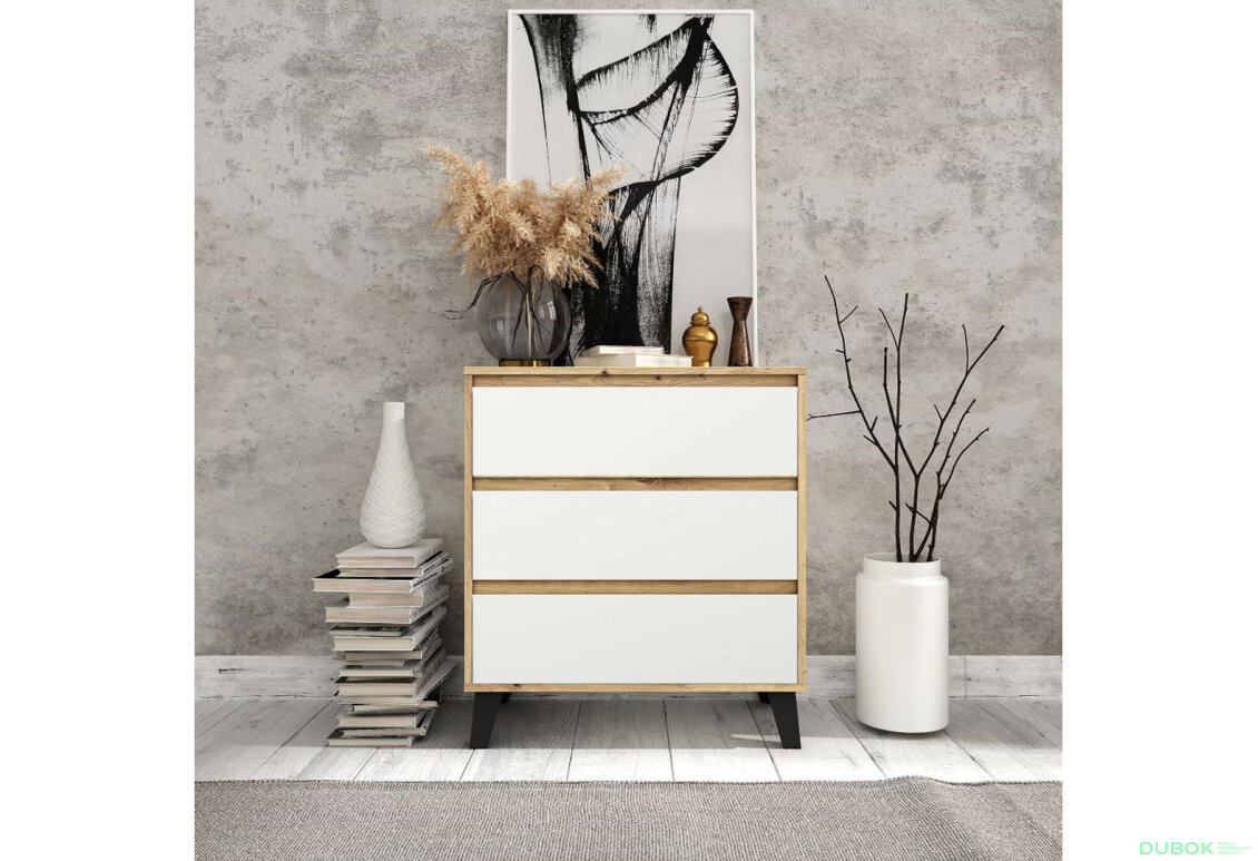 Fotografia 2 - Komoda Borg 3s/70 dub artisan / biela