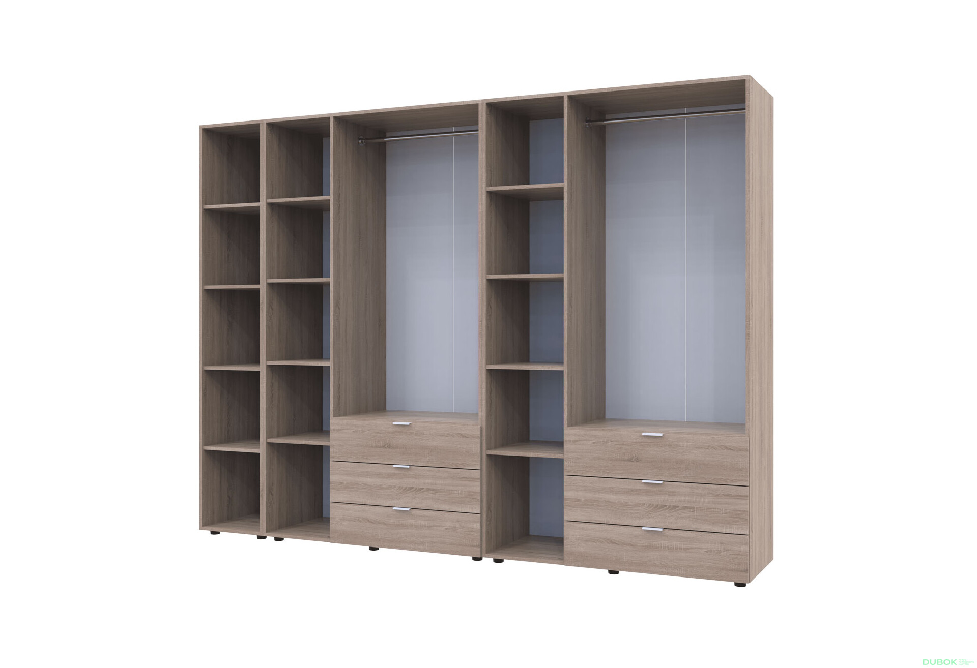 Skriňa šesťdverová s regálom Gelar 271 cm Dub sonoma - Fotografia 3 Fotografia 3 - Skriňa šesťdverová s regálom Gelar 271 cm Dub sonoma