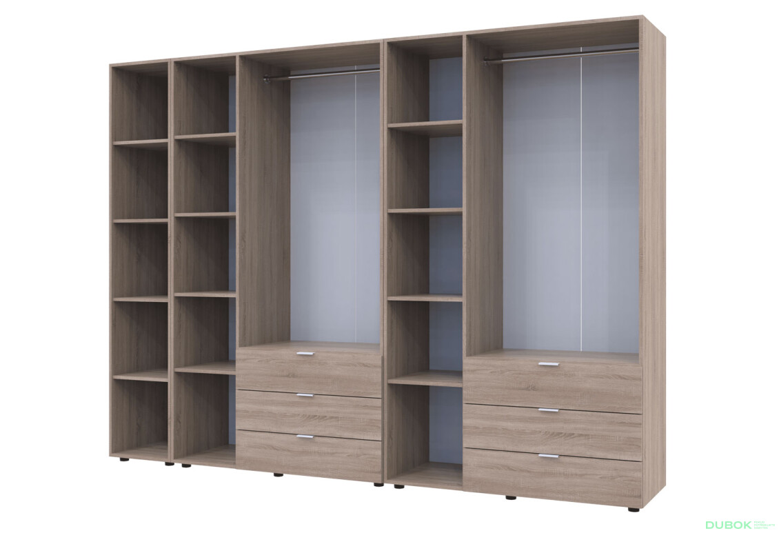 Skriňa šesťdverová s regálom Gelar 271 cm Dub sonoma - Fotografia 3 Fotografia 3 - Skriňa šesťdverová s regálom Gelar 271 cm Dub sonoma