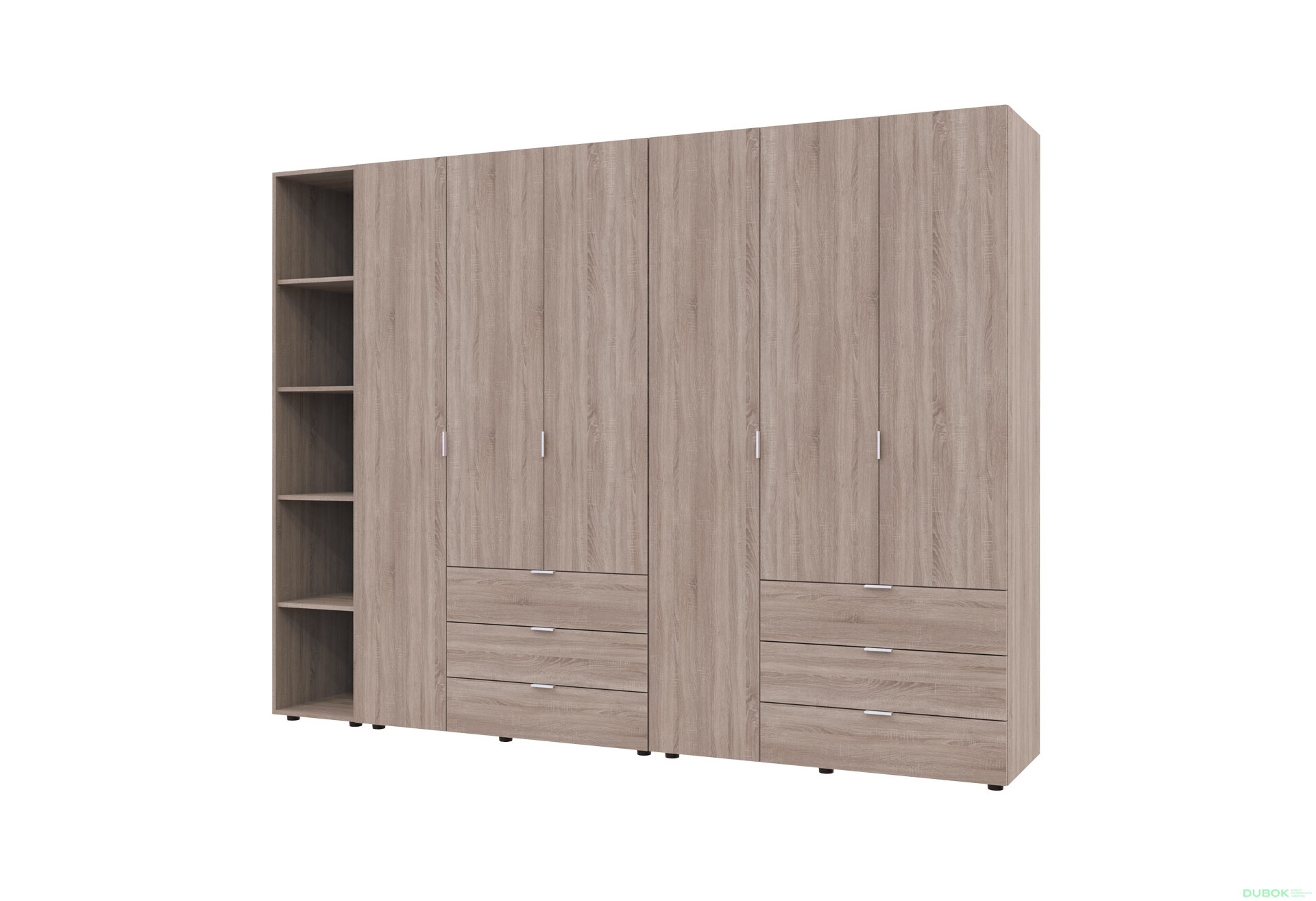 Skriňa šesťdverová s regálom Gelar 271 cm Dub sonoma - Fotografia 2 Fotografia 2 - Skriňa šesťdverová s regálom Gelar 271 cm Dub sonoma