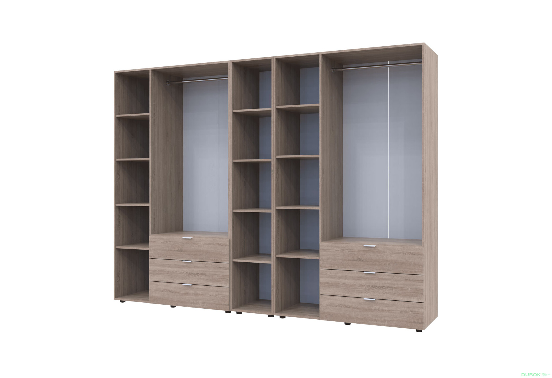 Skriňa šesťdverová s regálom Gelar 271 cm Dub sonoma - Fotografia 4 Fotografia 4 - Skriňa šesťdverová s regálom Gelar 271 cm Dub sonoma