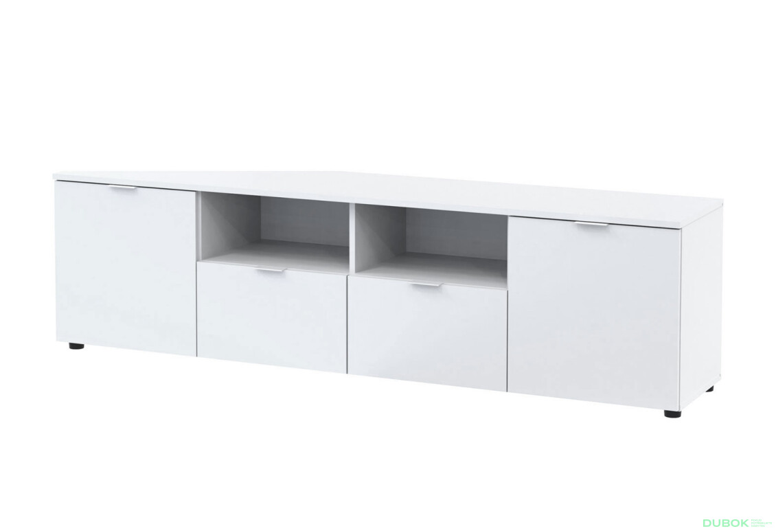 TV stolík s dvierkami a zásuvkami Ron 4 180 cm Biely