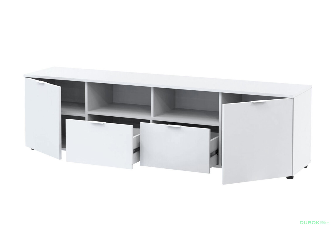 Fotografia 3 - TV stolík s dvierkami a zásuvkami Ron 4 180 cm Biely