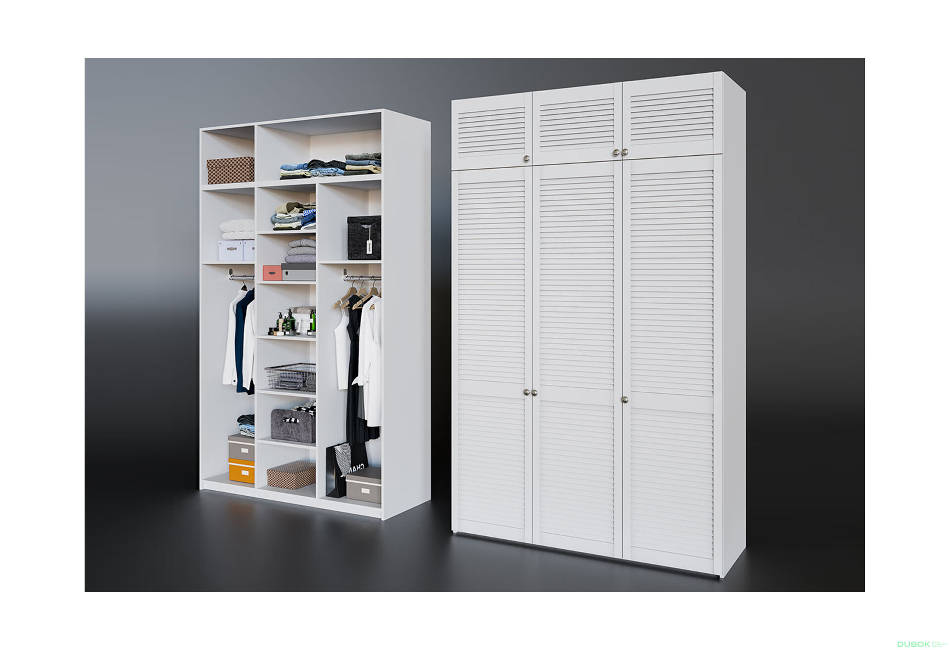 Fotografia 2 - Skriňa č. 3 + Antresol Biela Módulná skriňa Texas