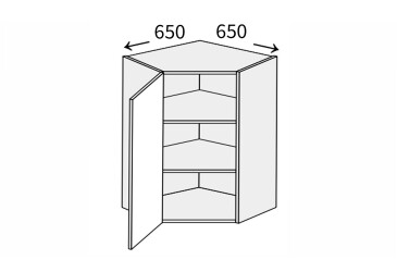 Vrchný roh V 45°/720 (650x650) 1 dvere ľavé