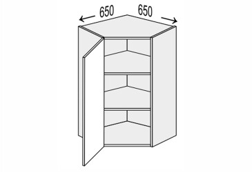 Vrchný roh V 45°/900 (650x650) 1-dverový ľavý