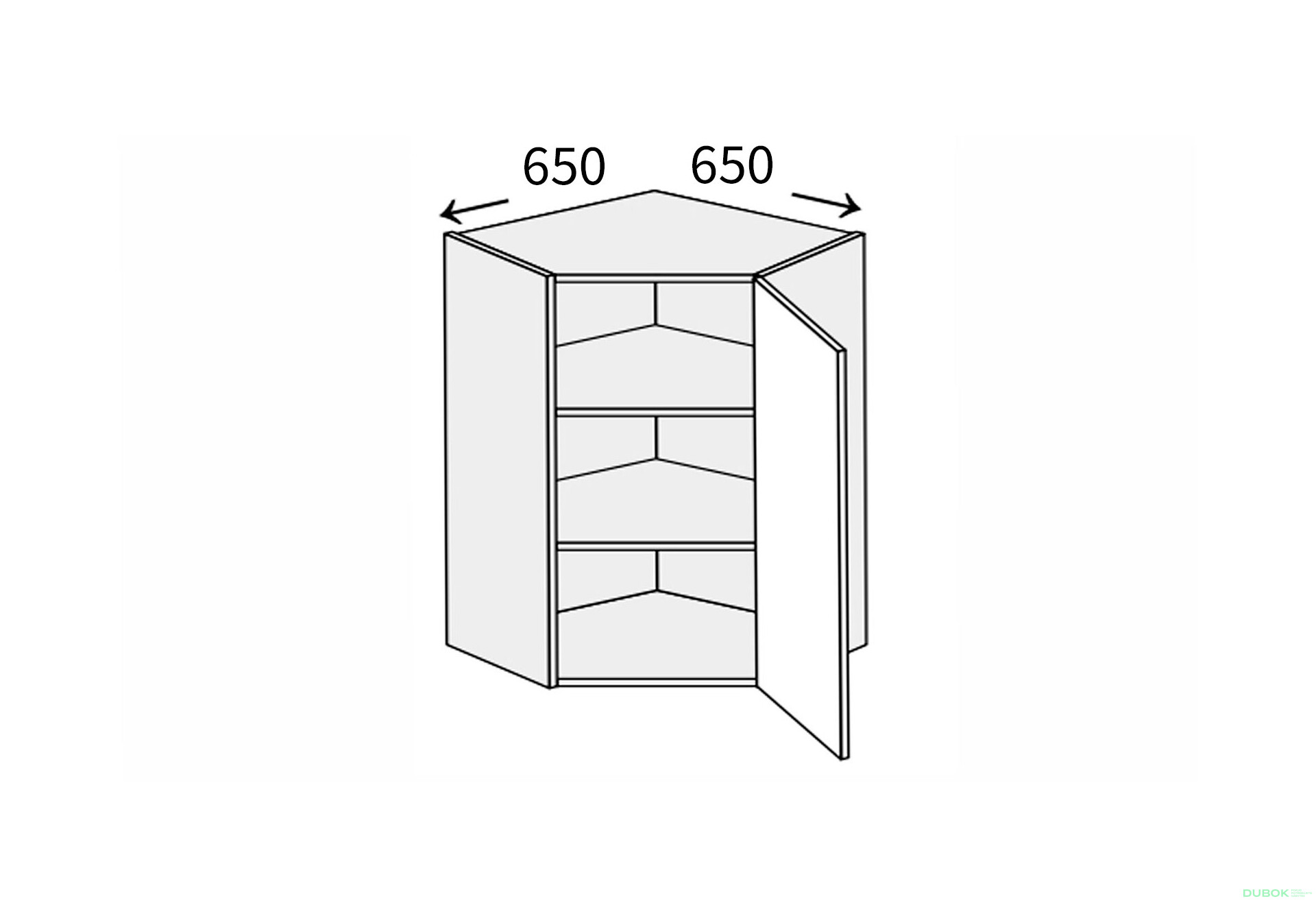 Fotografia 1 - Vrchný roh V 45°/720 (650x650) 1dvere pravé Millenium