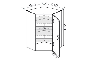 Fotografia Vrchný roh V 45°/720 (650x650) 1dvere pravé