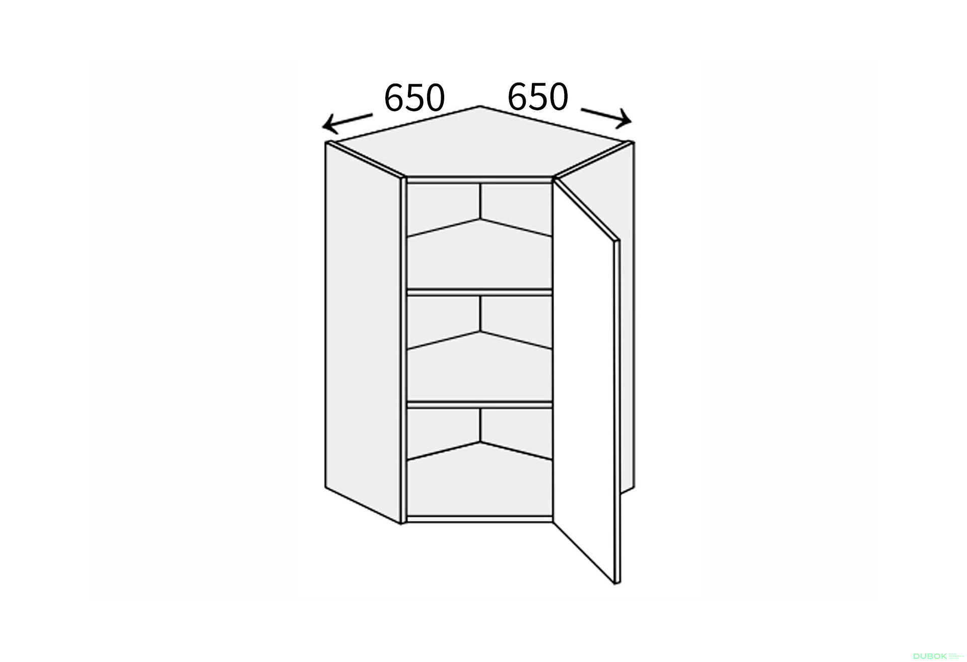Fotografia 1 - Vrchný roh 45°/900 (650x650) 1 dvere pravé Millenium