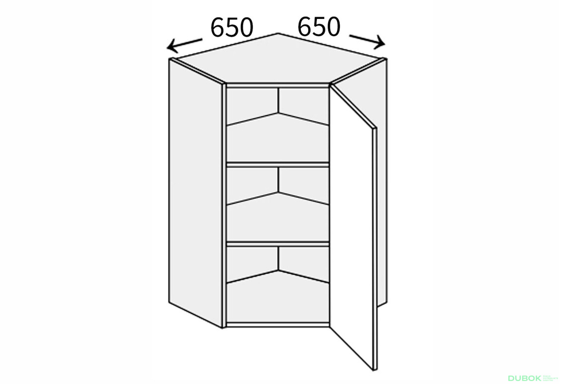 Vrchný roh 45°/900 (650x650) 1 dvere pravé Millenium