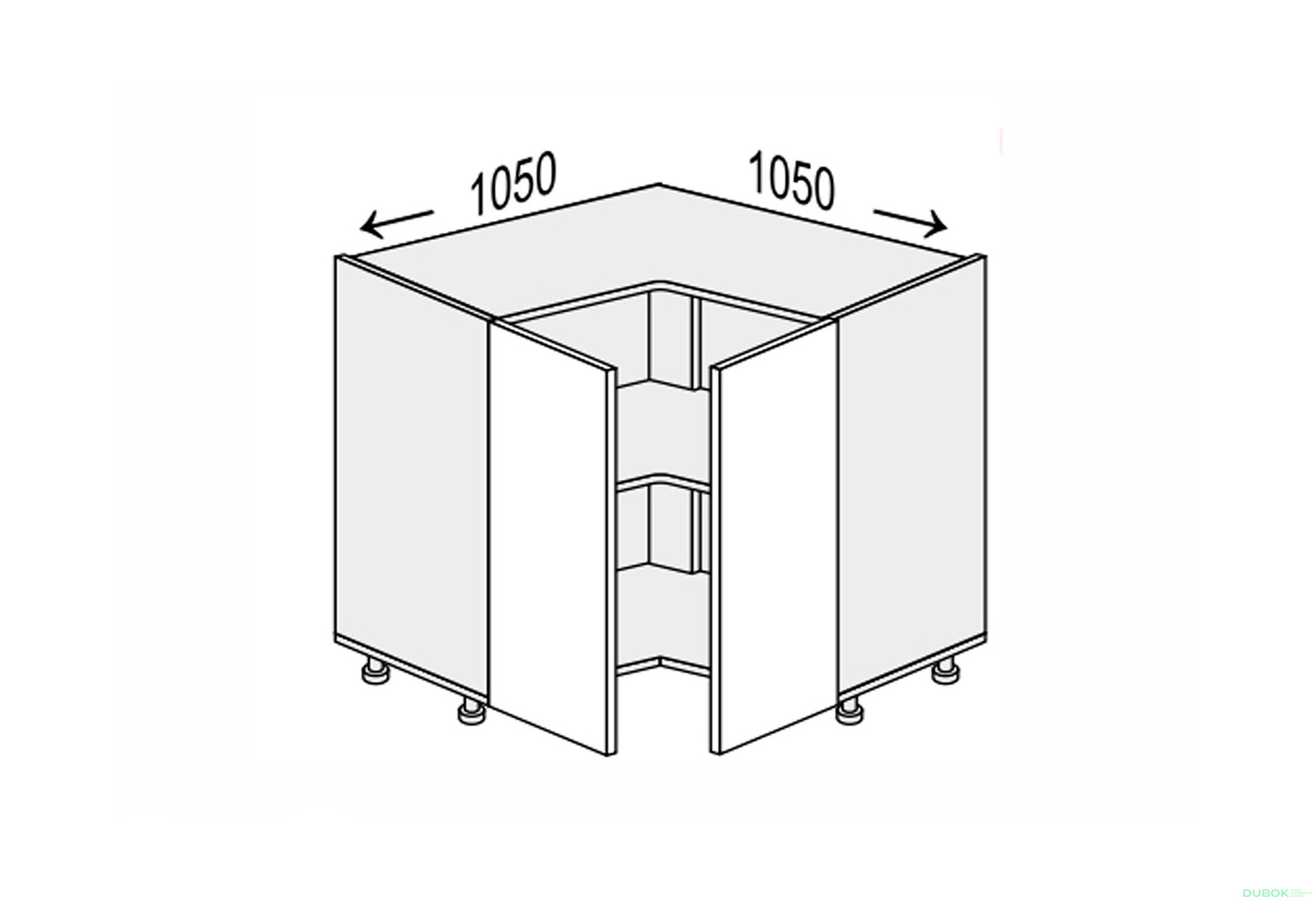 Fotografia 1 - Spodný roh H 90°/820 2 dvere Pre Blum Millenium Premium