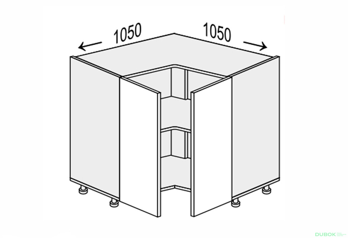 Spodný roh H 90°/820 2 dvere Pre Blum Millenium Premium