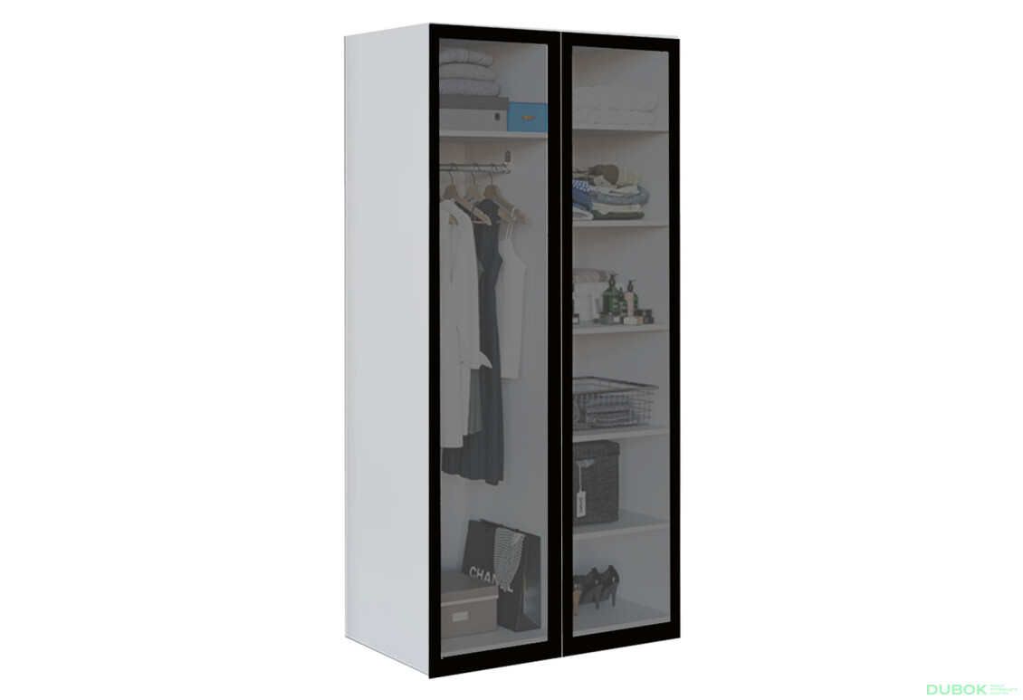 Skriňa dvojdverová so sklenenými dverami Aura 100 cm Grafit BL Korpus Biely