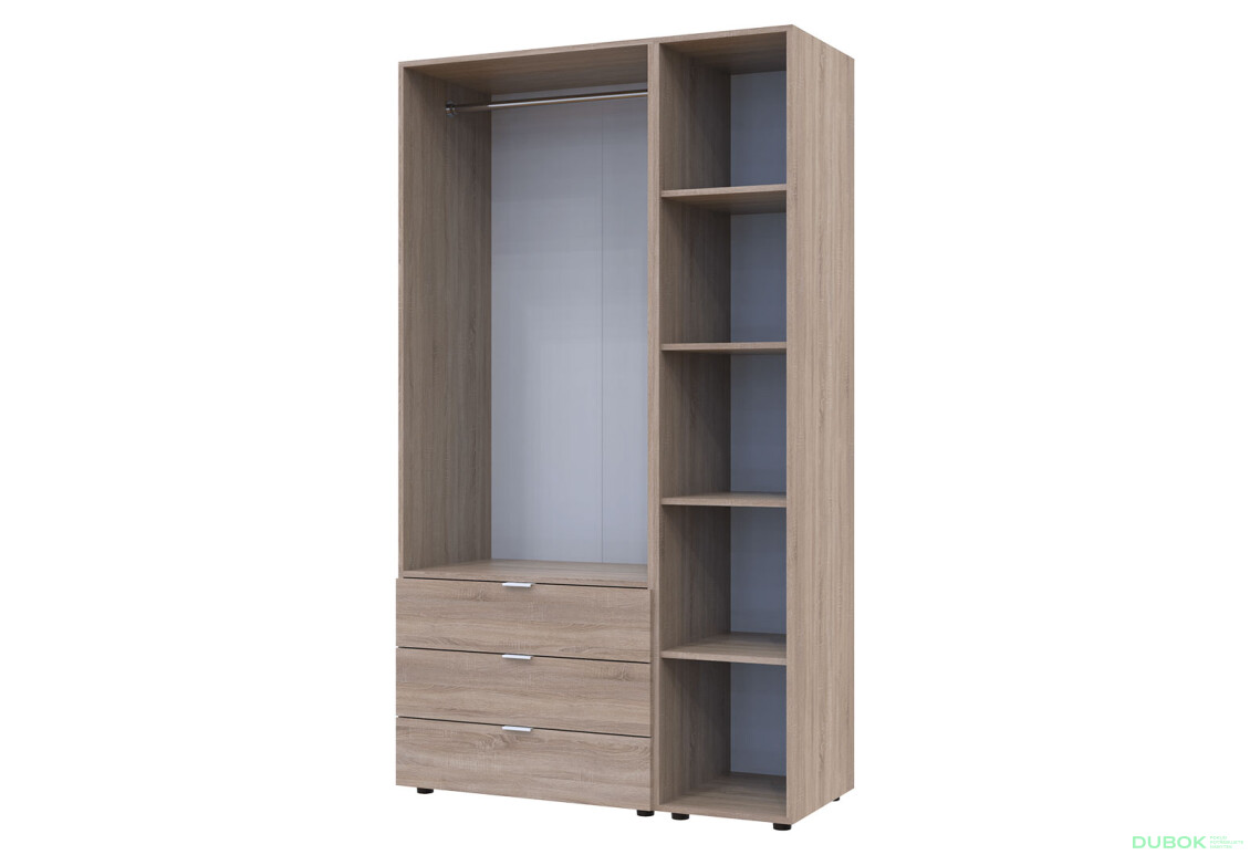 Skriňa dvojdverová s regálom Gelar 115.7 cm Dub sonoma - Fotografia 4 Fotografia 4 - Skriňa dvojdverová s regálom Gelar 115.7 cm Dub sonoma