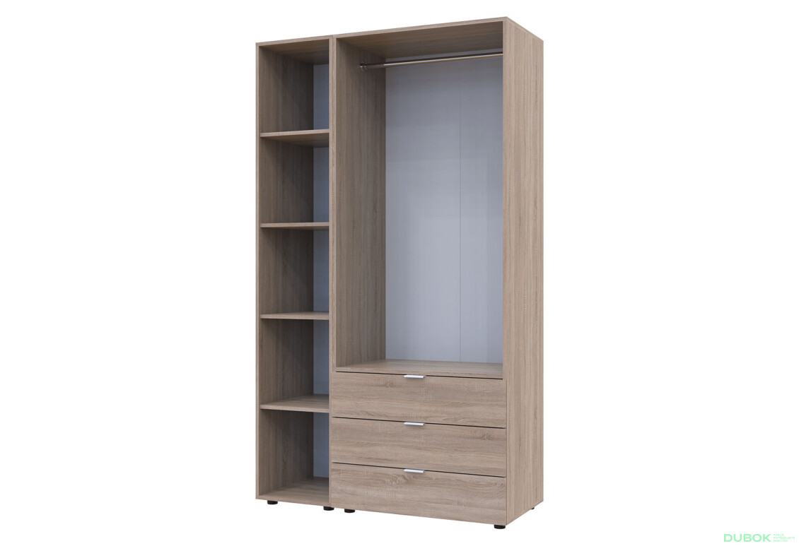 Skriňa dvojdverová s regálom Gelar 115.7 cm Dub sonoma - Fotografia 3 Fotografia 3 - Skriňa dvojdverová s regálom Gelar 115.7 cm Dub sonoma