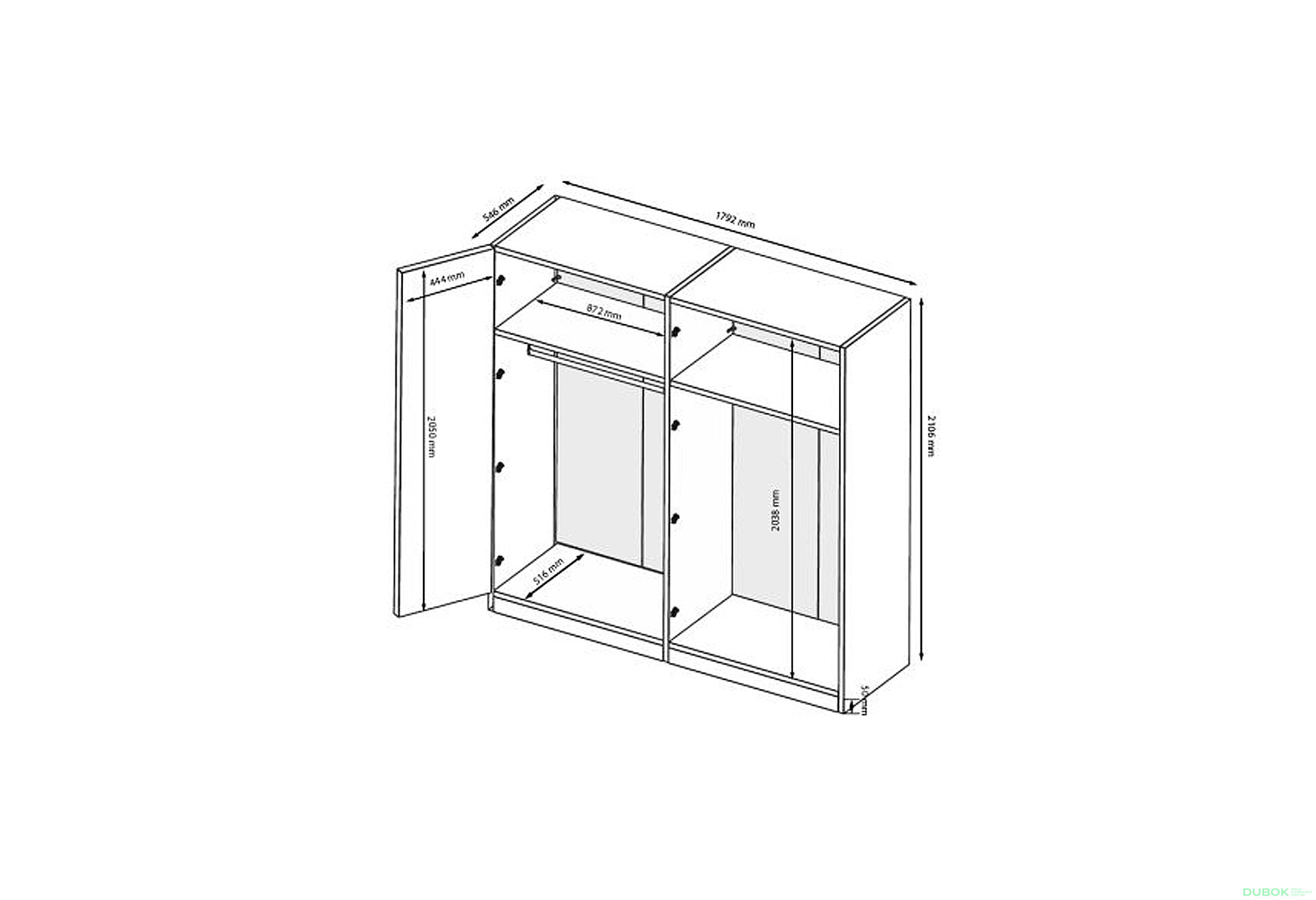 Fotografia 4 - Skriňa 4D so zrkadlom, biely lesk Mila
