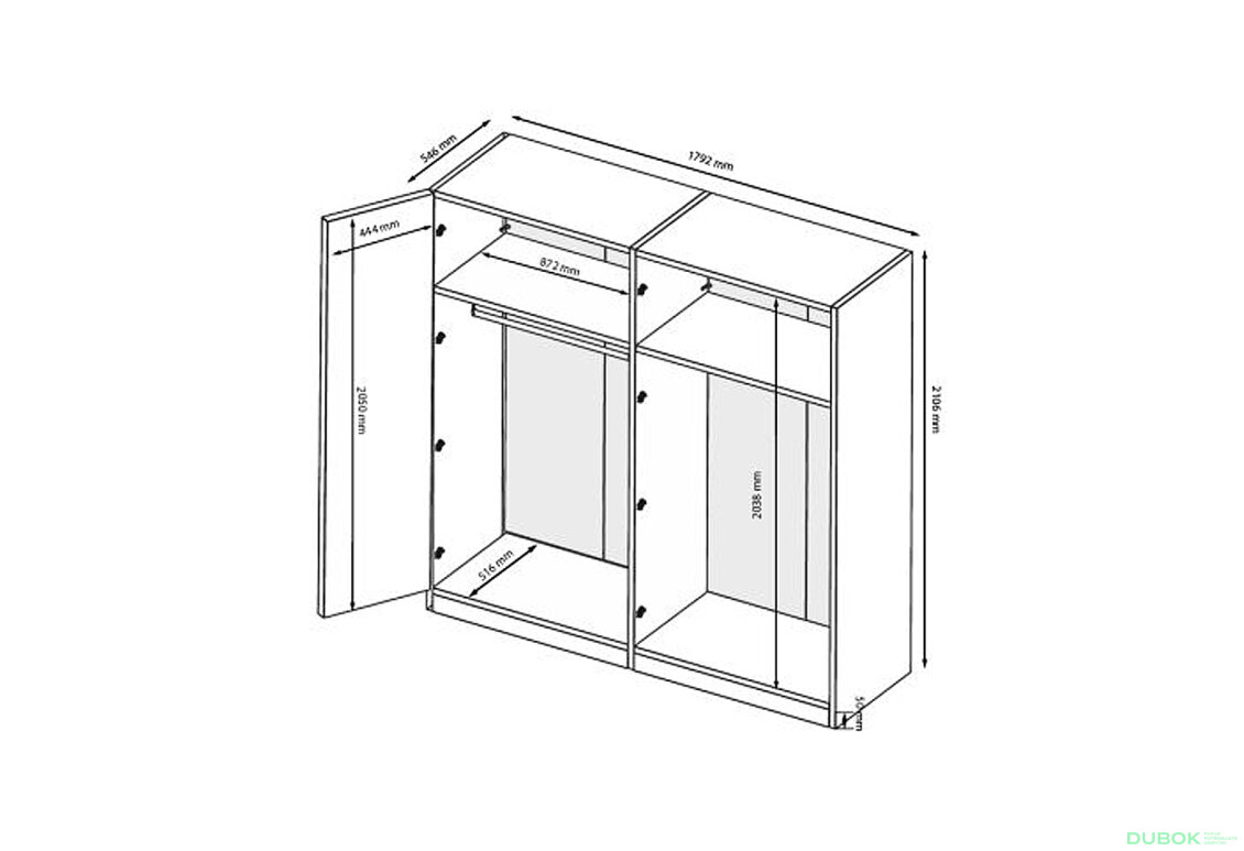 Fotografia 4 - Skriňa 4D so zrkadlom, biely lesk Mila