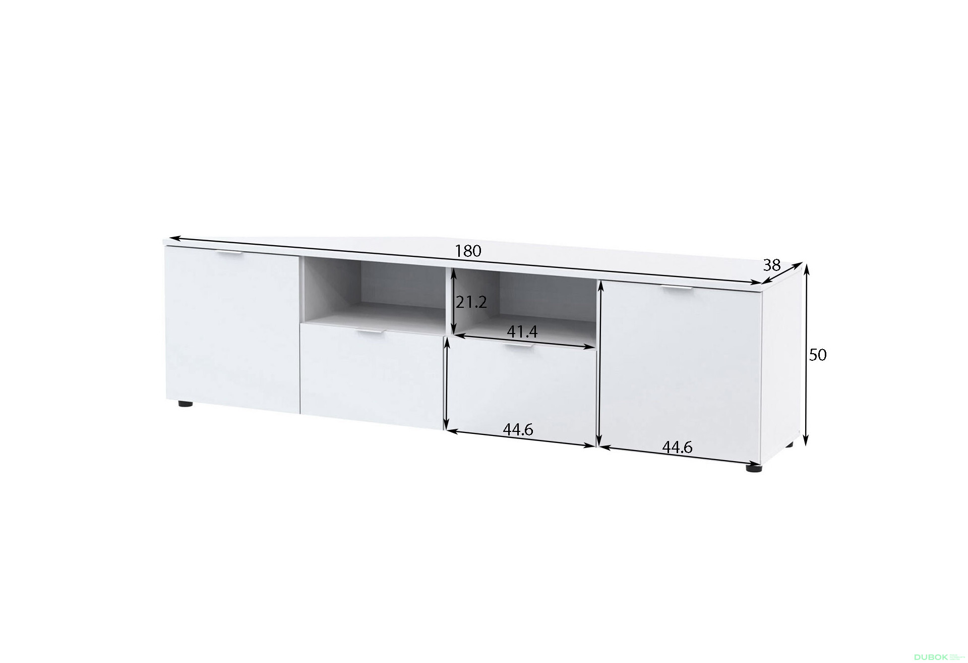 Fotografia 4 - TV stolík s dvierkami a zásuvkami Ron 4 180 cm Biely