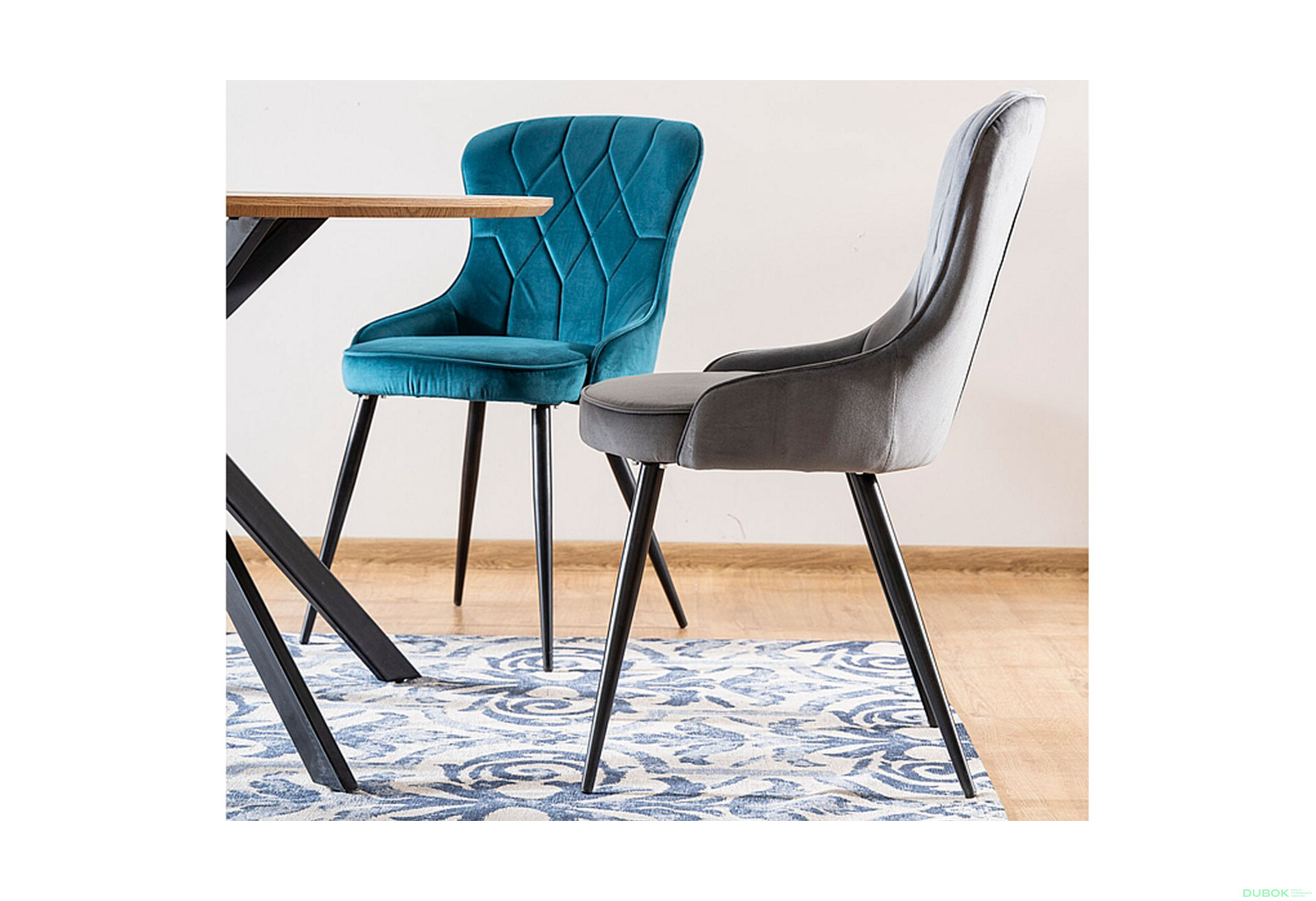 Fotografia 7 - Stolička Lotus Velvet šedý Bluvel 14, kov čierna matná