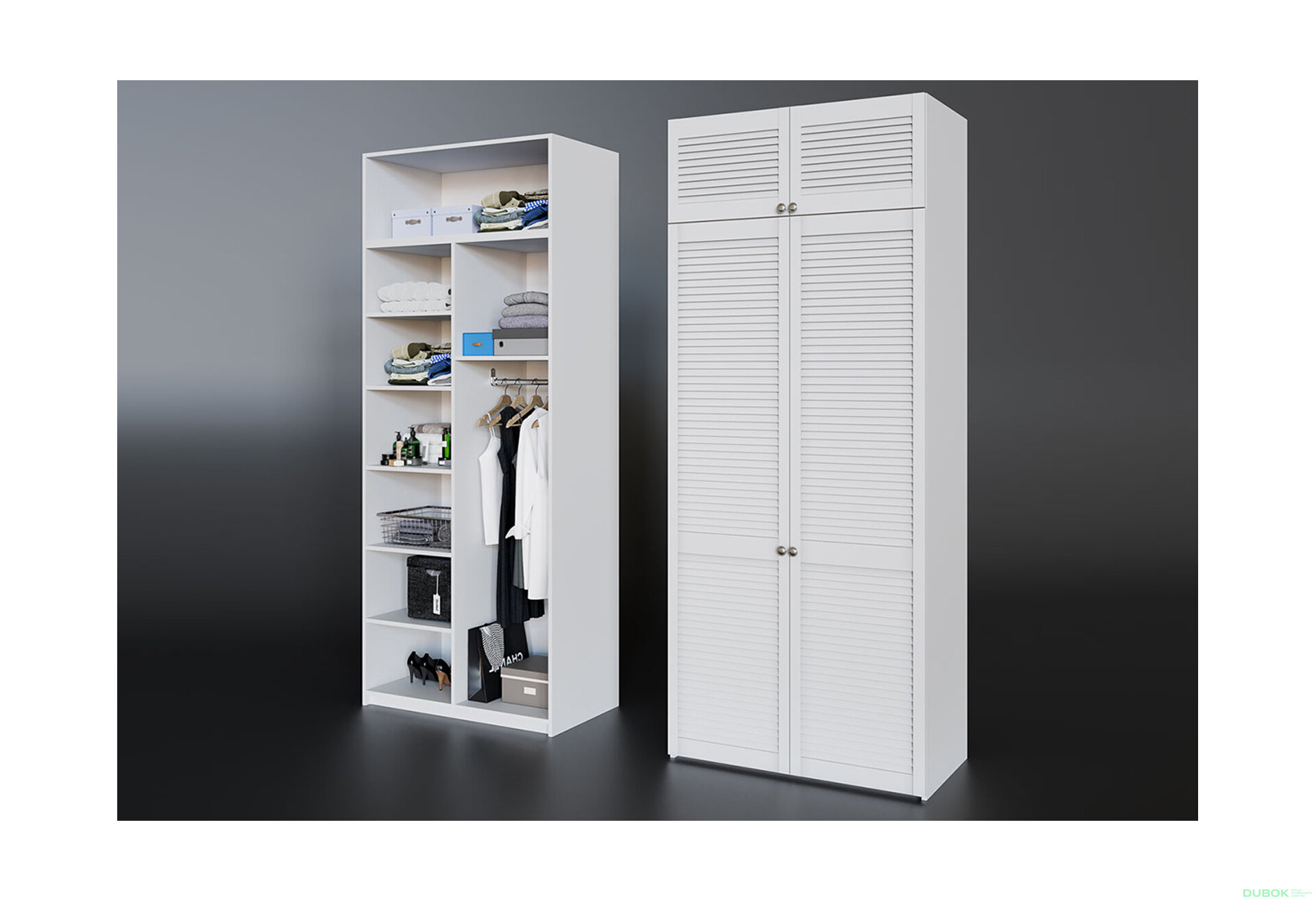 Fotografia 2 - Skriňa č. 2 + Antresol Biela Módulná skriňa Texas