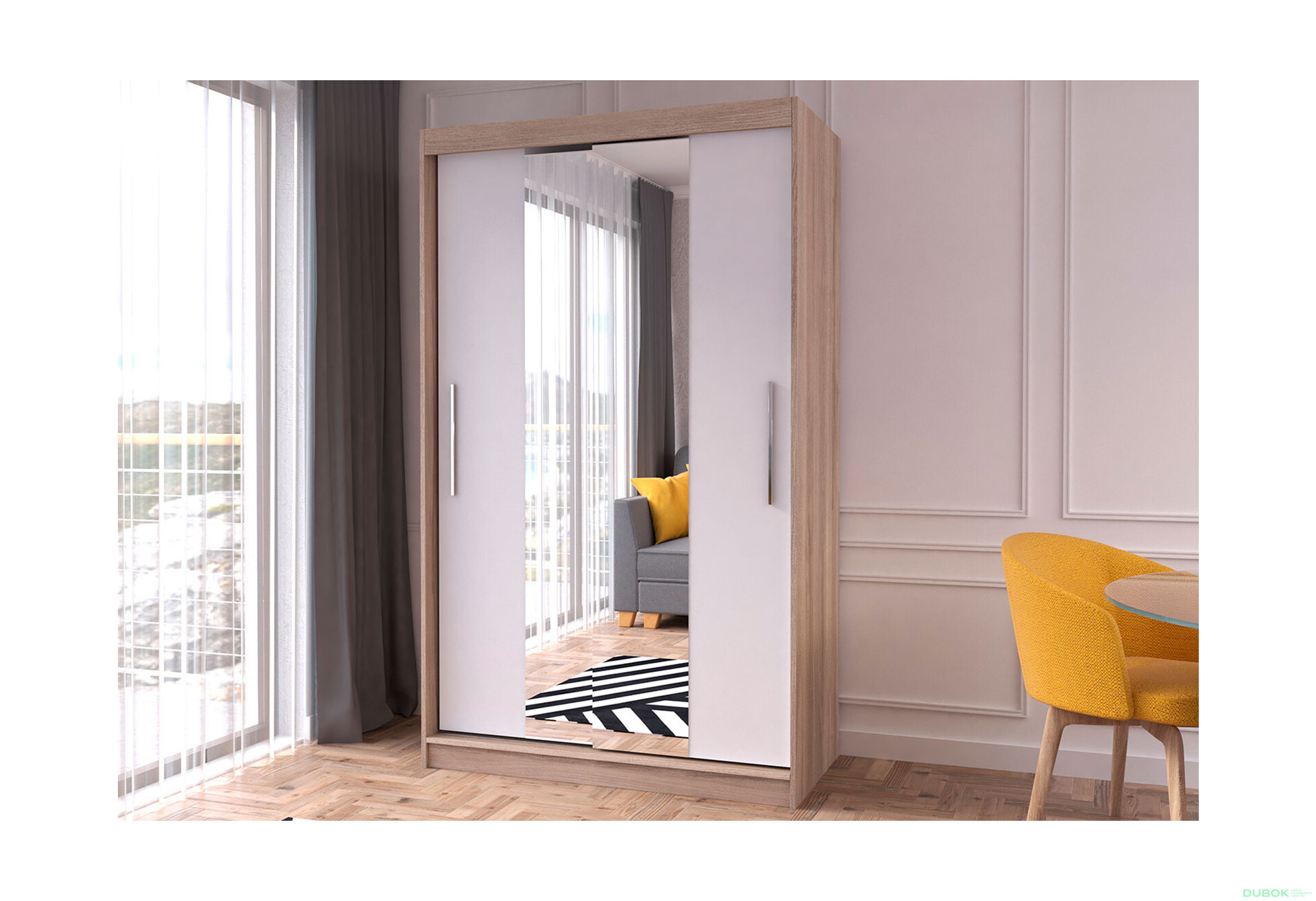 Fotografia 2 - Skriňa Neomi 01 so zrkadlom dub sonoma / biely