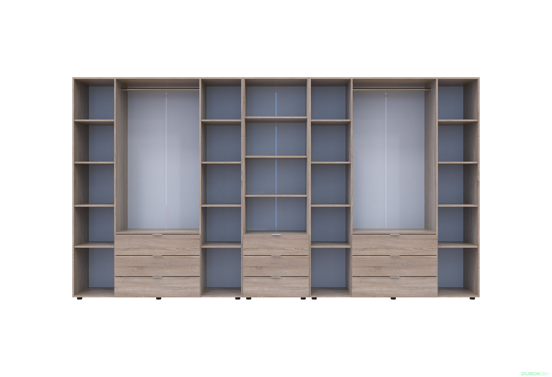 Fotografia 5 - Skriňa osemdverová s regálom s zásuvkami Gelar 370 cm dub sonoma