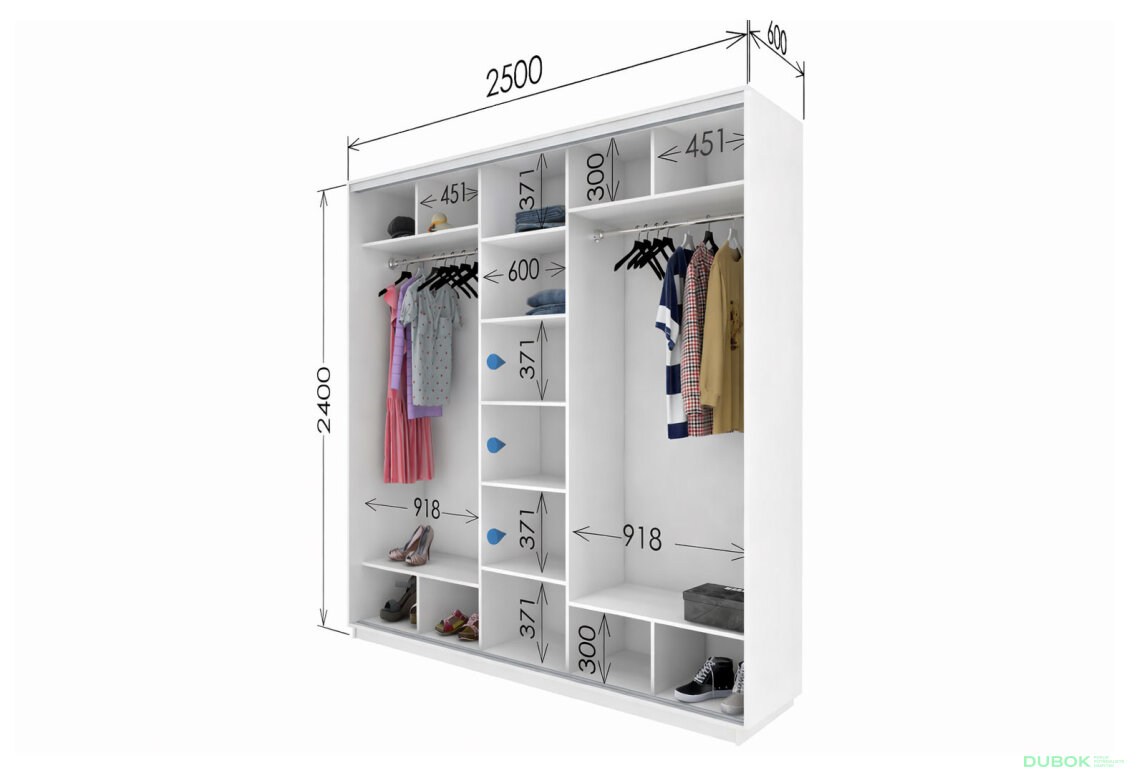 Fotografia 4 - Skriňa s posuvnými dverami 2400x2500x600 3DTD nymphaea alba, profil strieborný