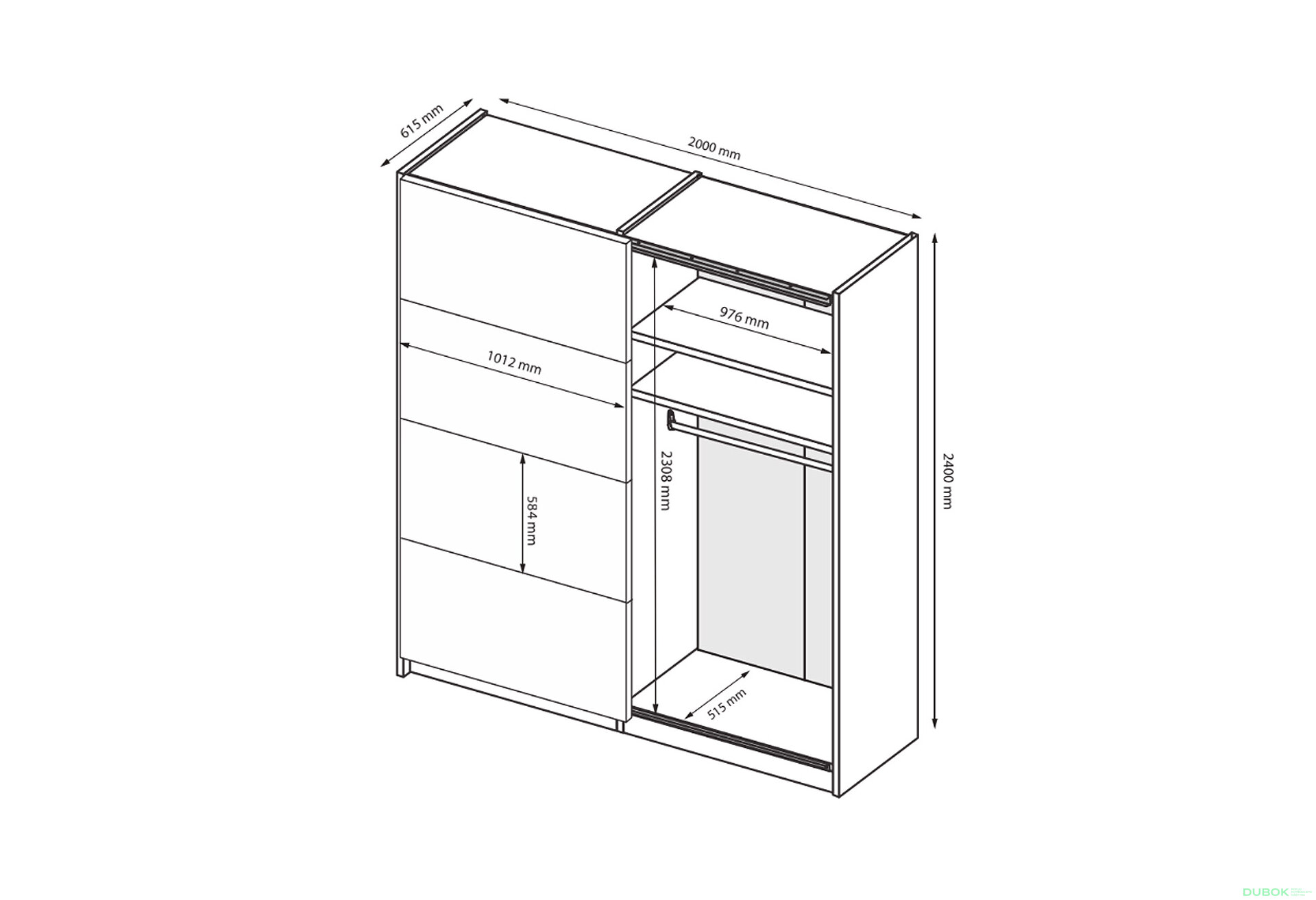 Fotografia 11 - Skriňa s posuvnými dverami 2.0х2.4m (Dvere kašmírový lesk/Zrkadlo) Lori
